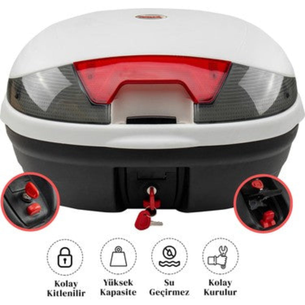 Arwic Motorsiklet Arka Çanta 46LT Beyaz Su Geçirmez ve Kolay Kurulum Özellikli