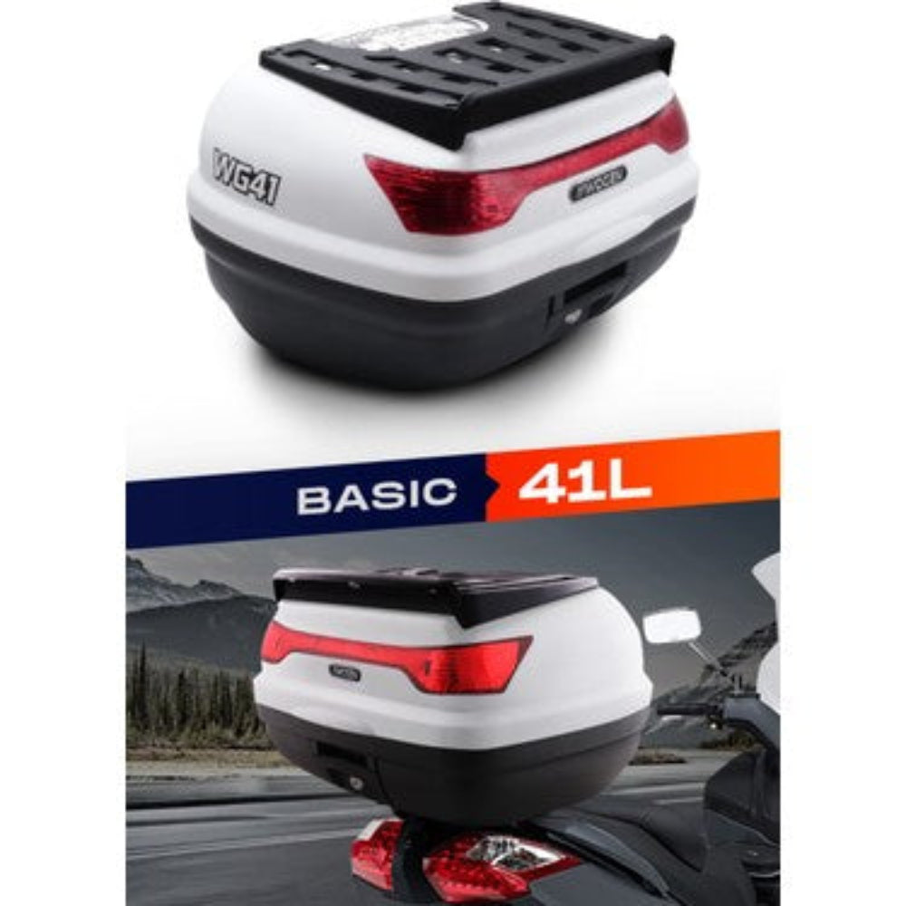 WOGEN Wg41 Basic 41 Litre Motorsiklet Arka Çantası Beyaz Renk - Sırt Dayamasız Basic Model -